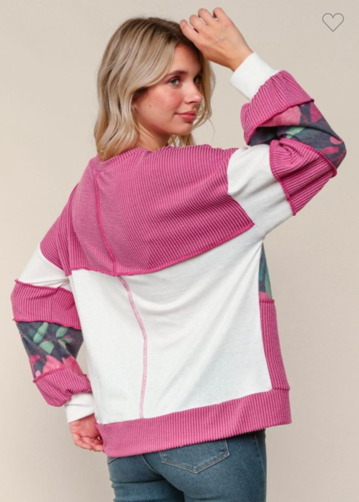 Haptics Floral Colorblock Knit Top