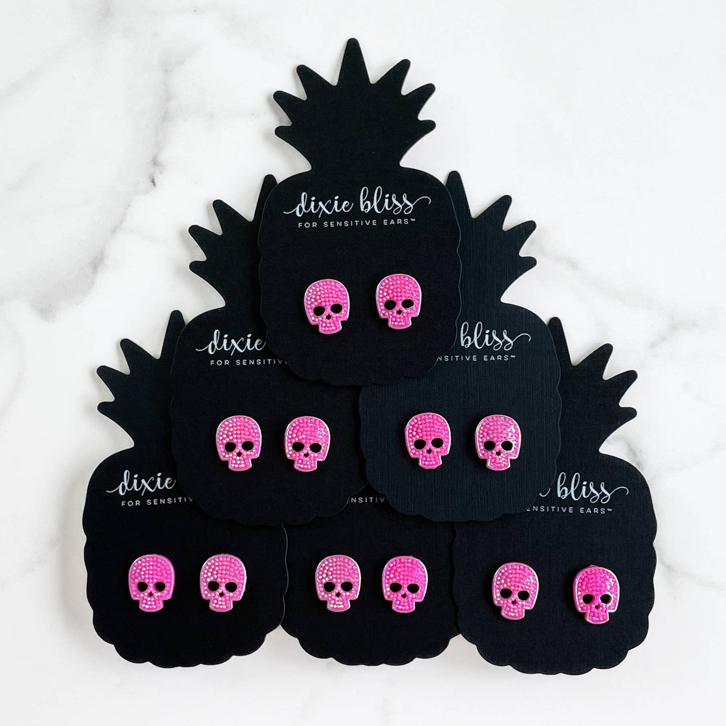 Dixie Bliss Studded Skulls in Bubblegum Shimmer
