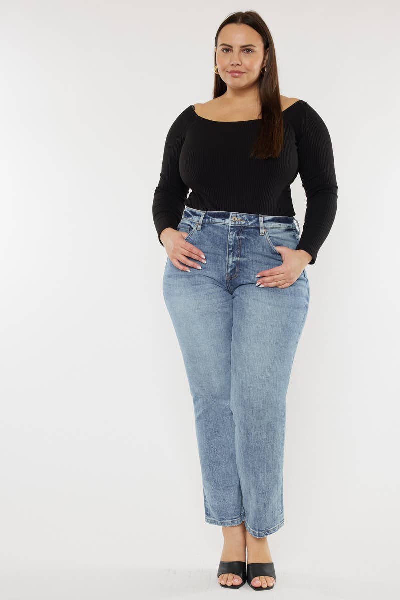 Kan Can High Rise Slim Straight Jeans