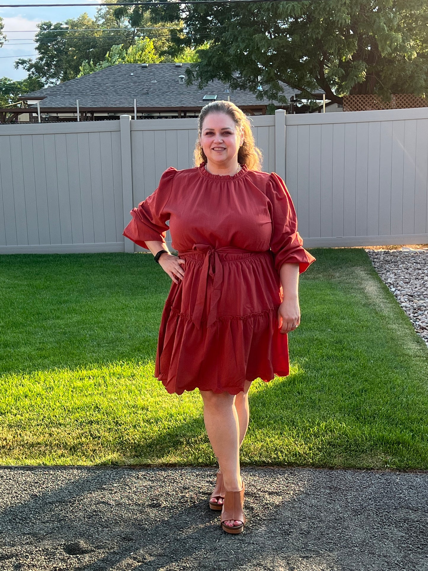 Oddi Embroidered Hemline Tiered Dress