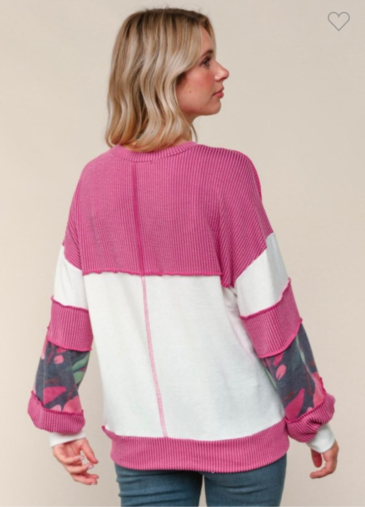 Haptics Floral Colorblock Knit Top