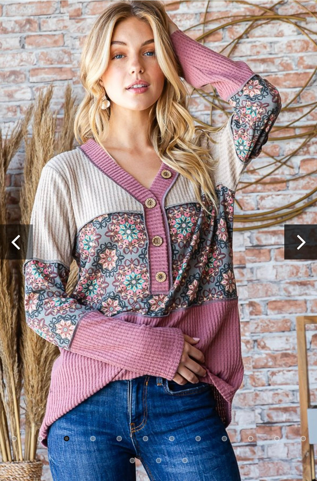Heimish Long Sleeve Geometric Print Top