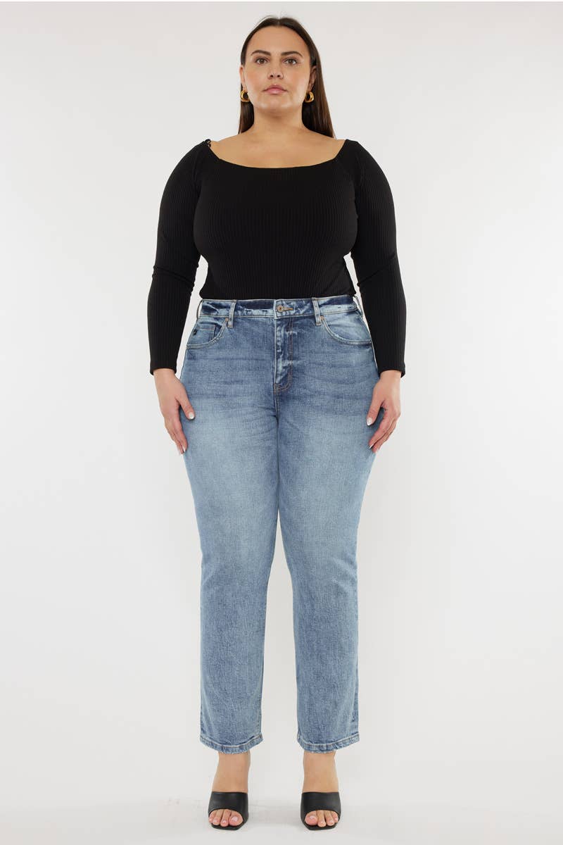Kan Can High Rise Slim Straight Jeans