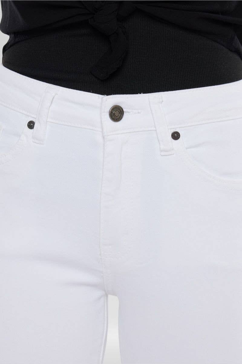 Kan Can High Rise White Super Skinny Jeans