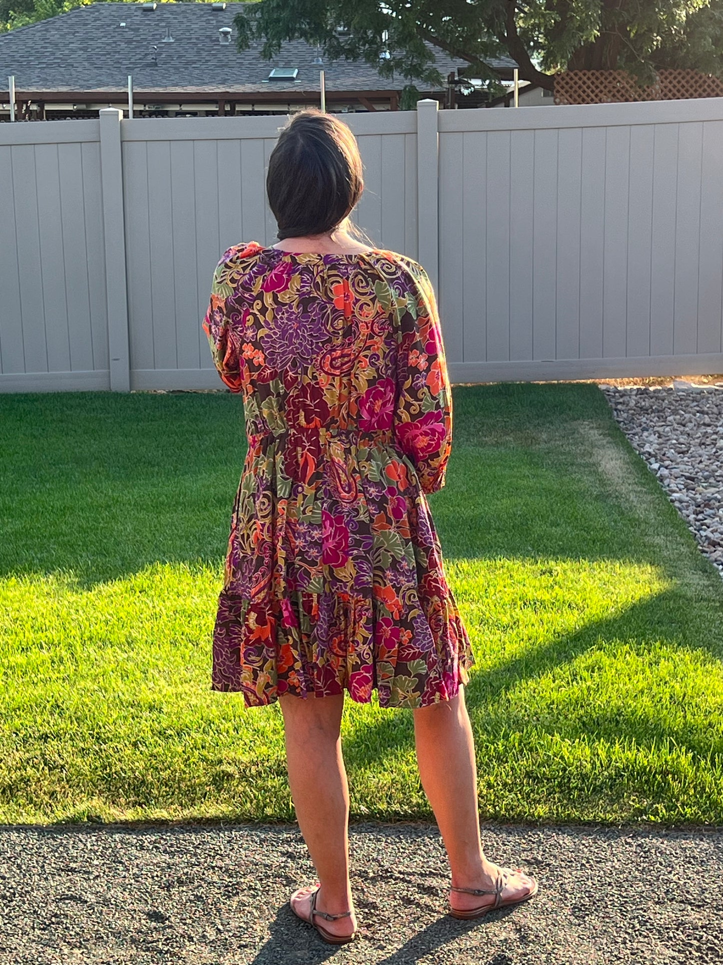 Oddi Floral V-Neck Tiered Dress