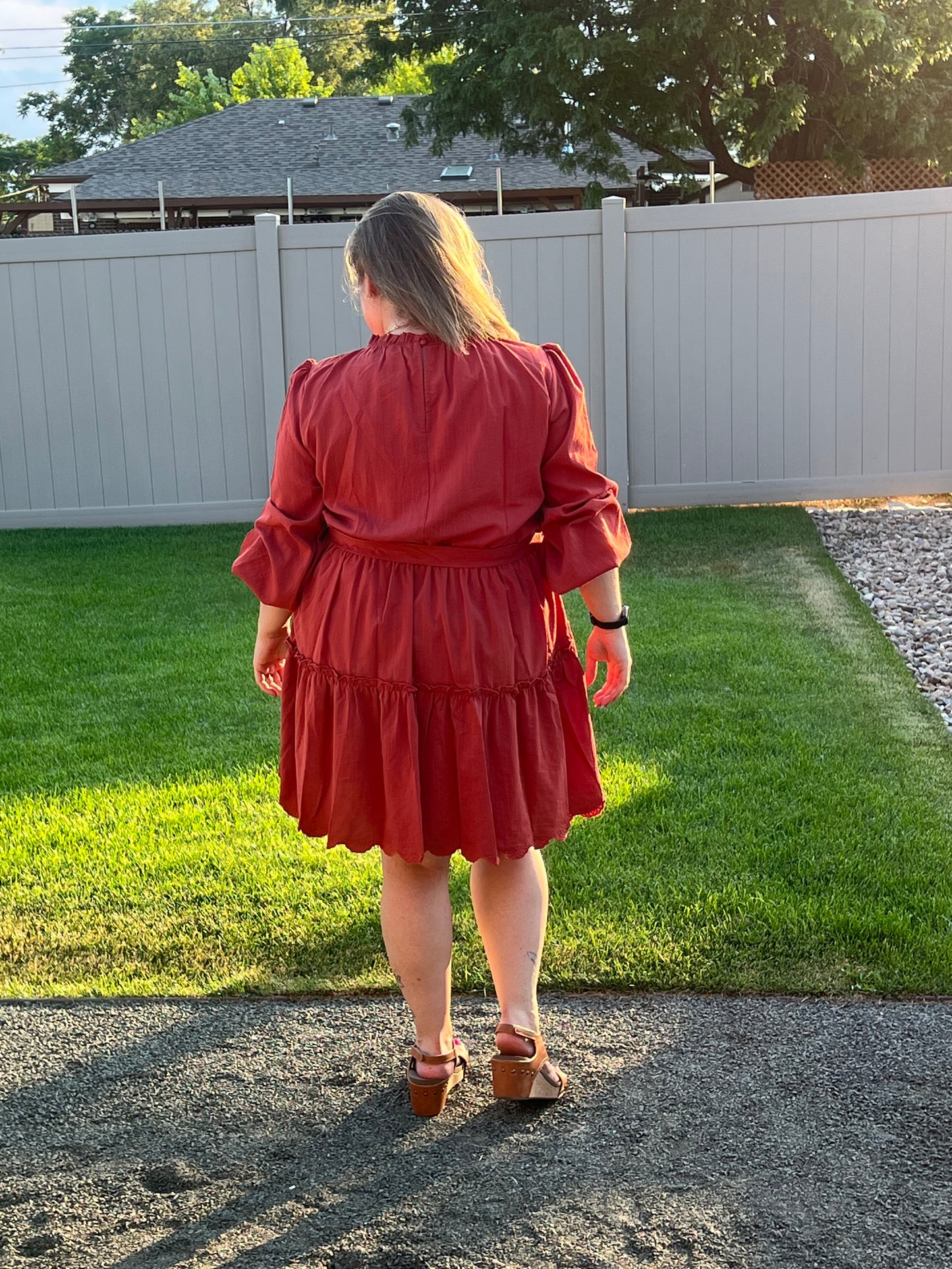 Oddi Embroidered Hemline Tiered Dress