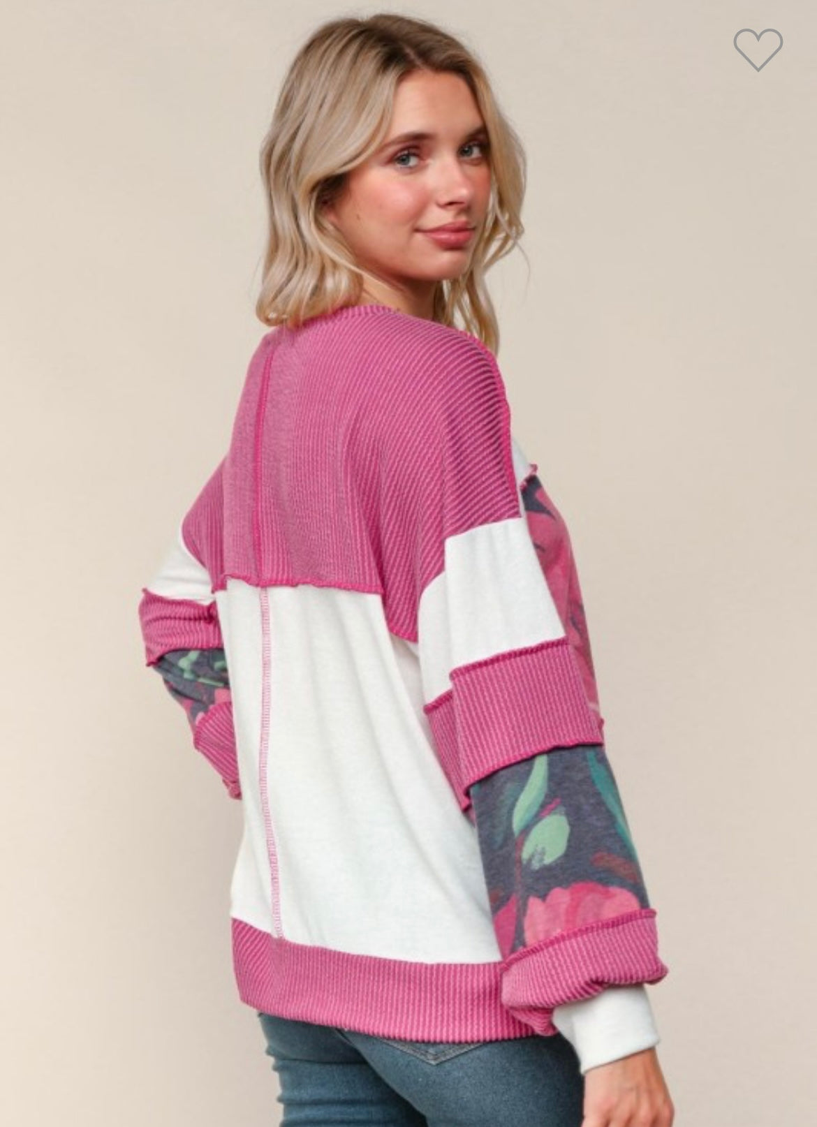 Haptics Floral Colorblock Knit Top