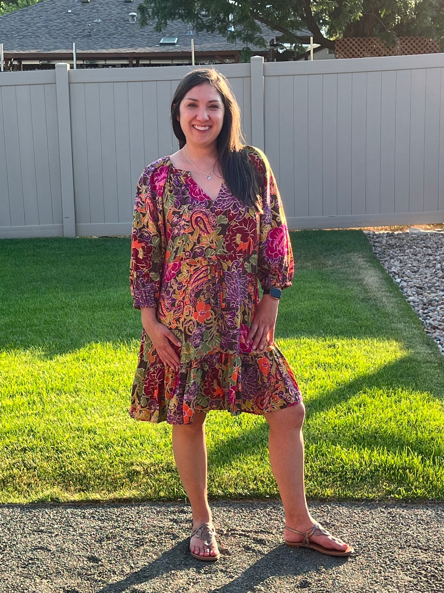 Oddi Floral V-Neck Tiered Dress