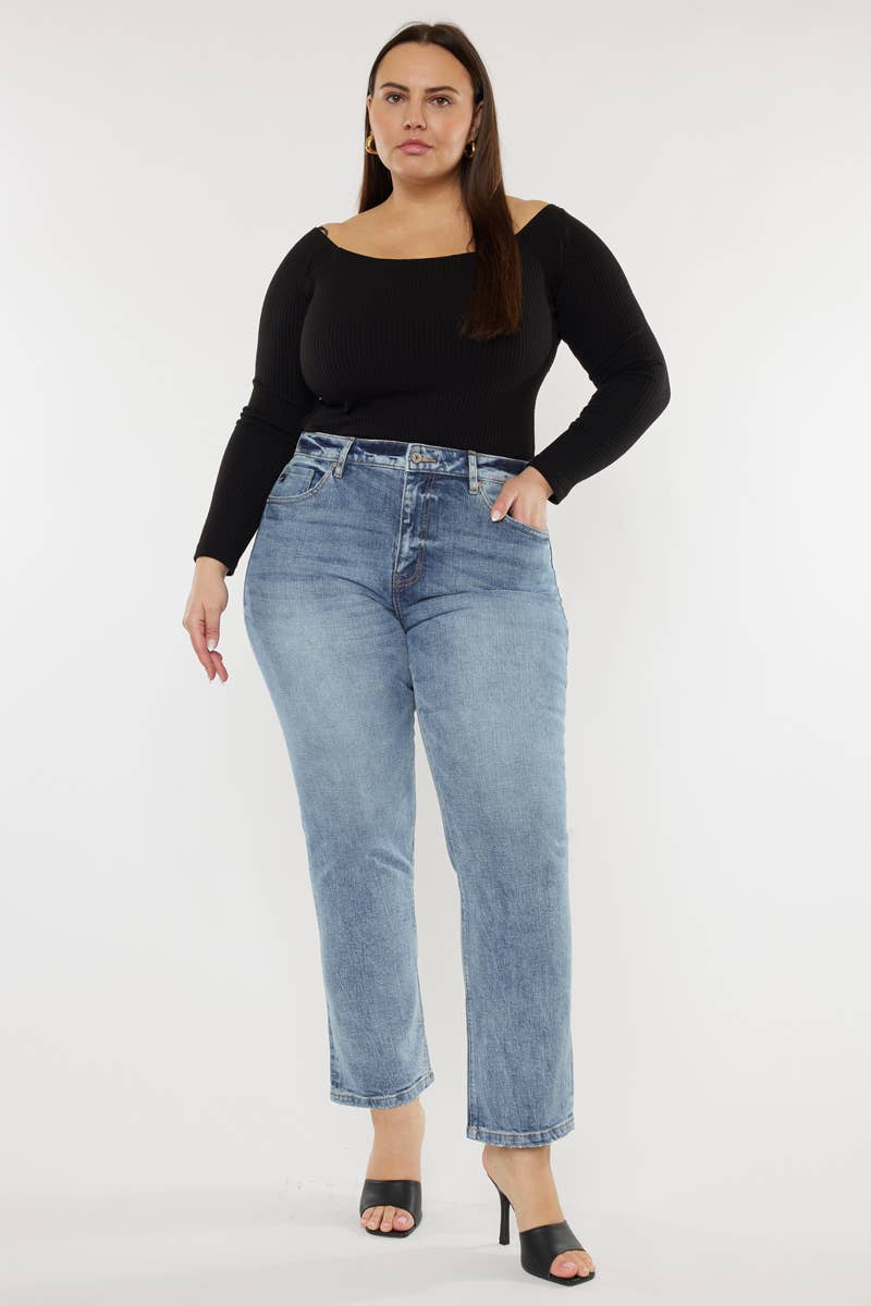 Kan Can High Rise Slim Straight Jeans