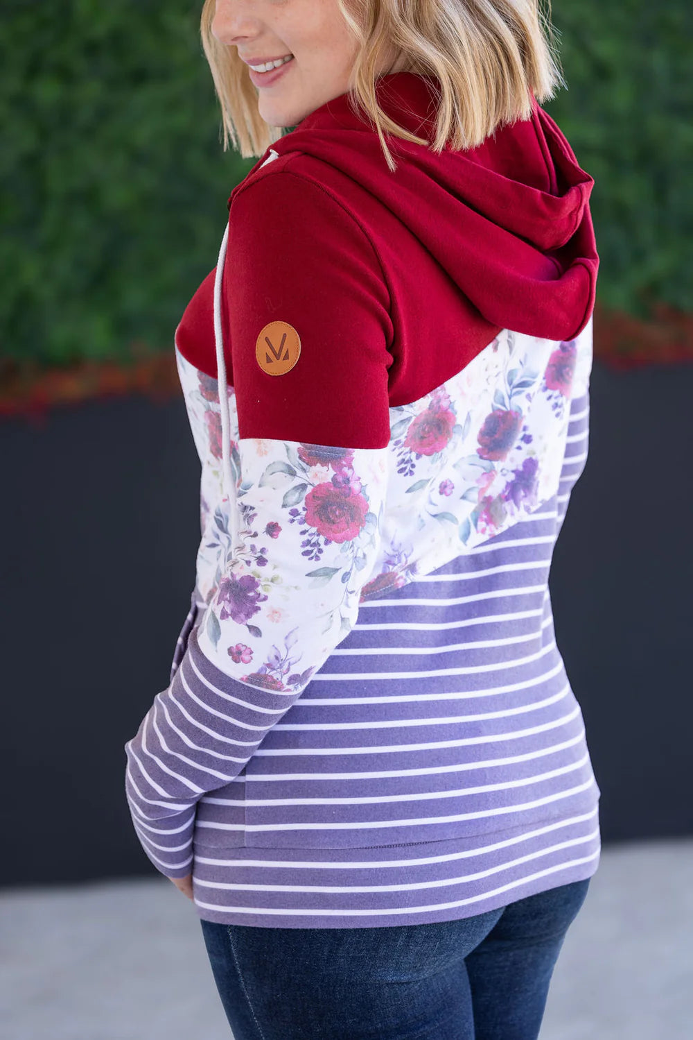 Colorblock Fullzip - Burgundy, Burgundy Bloom, and Plum Stripes