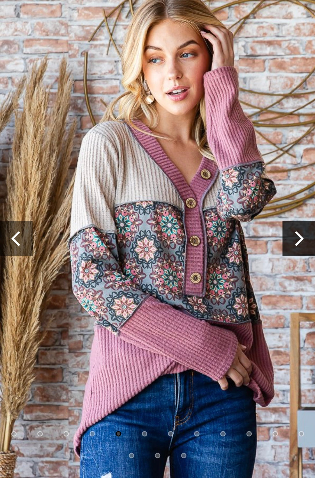 Heimish Long Sleeve Geometric Print Top