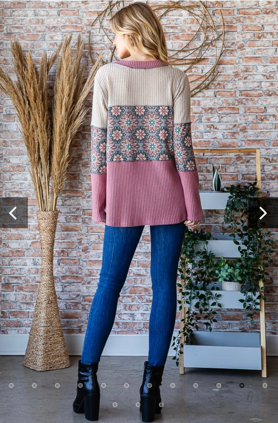 Heimish Long Sleeve Geometric Print Top