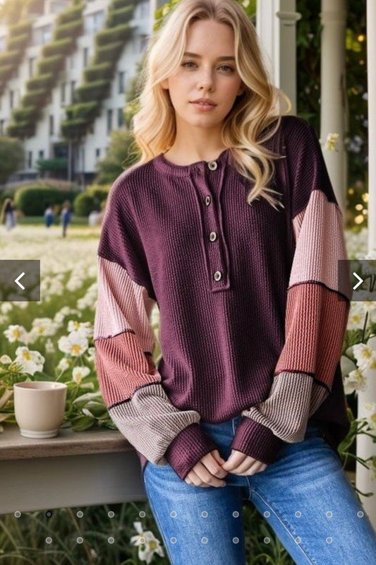 Heimish Urban Ribbed Color Block Top