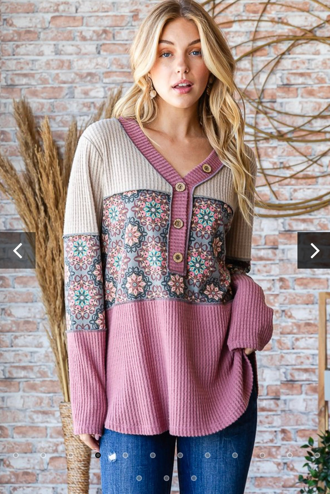 Heimish Long Sleeve Geometric Print Top