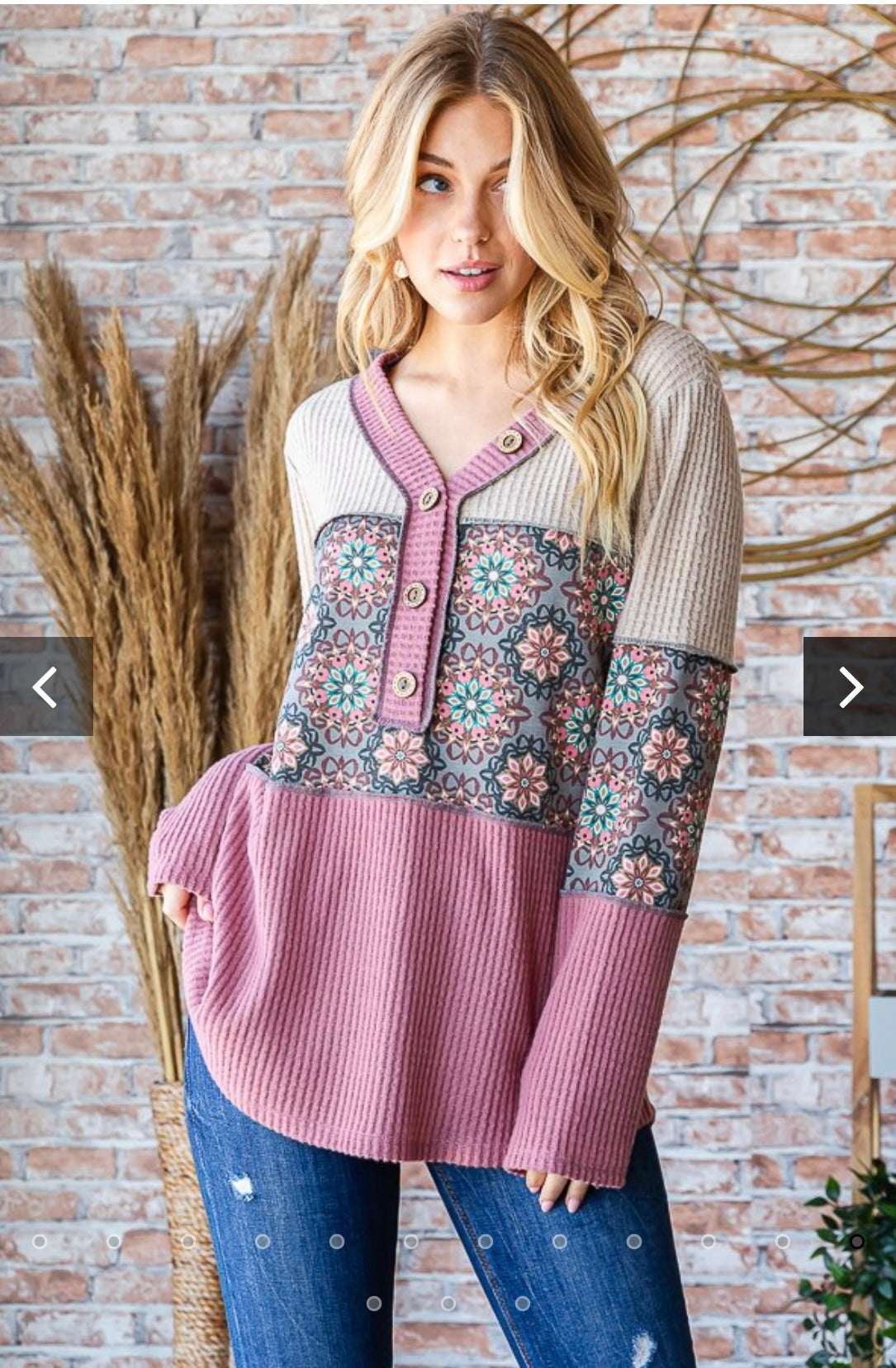 Heimish Long Sleeve Geometric Print Top