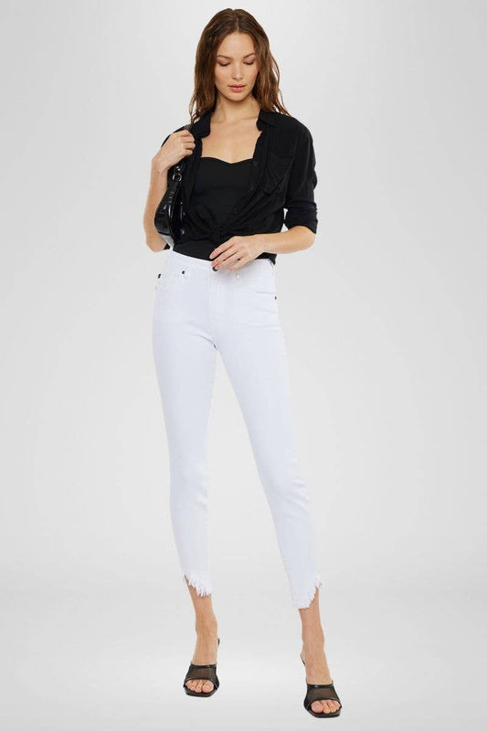 Kan Can High Rise White Super Skinny Jeans