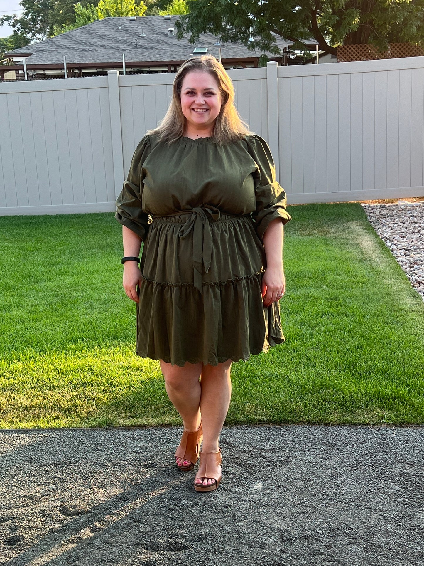 Oddi Embroidered Hemline Tiered Dress