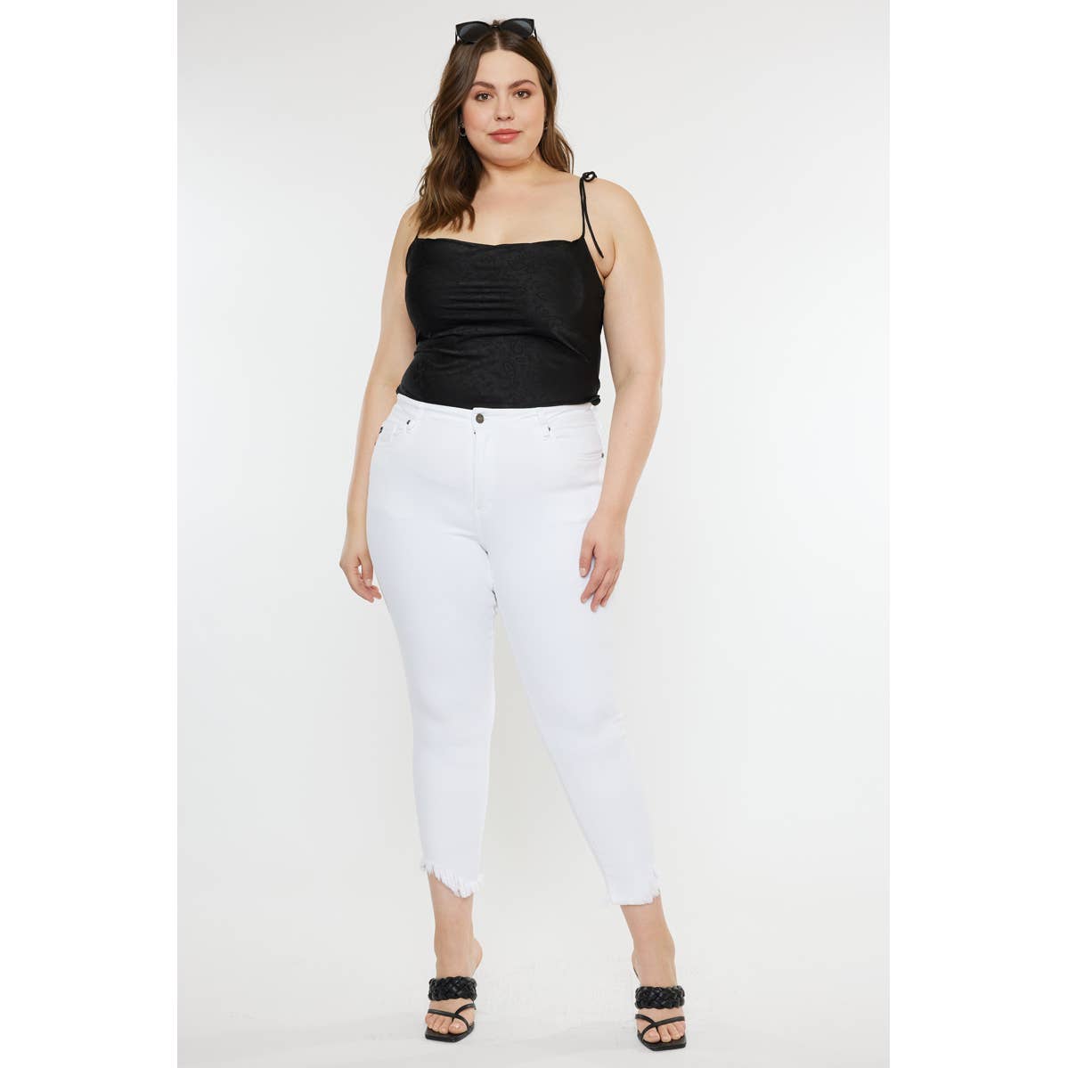 Kan Can High Rise White Super Skinny Jeans