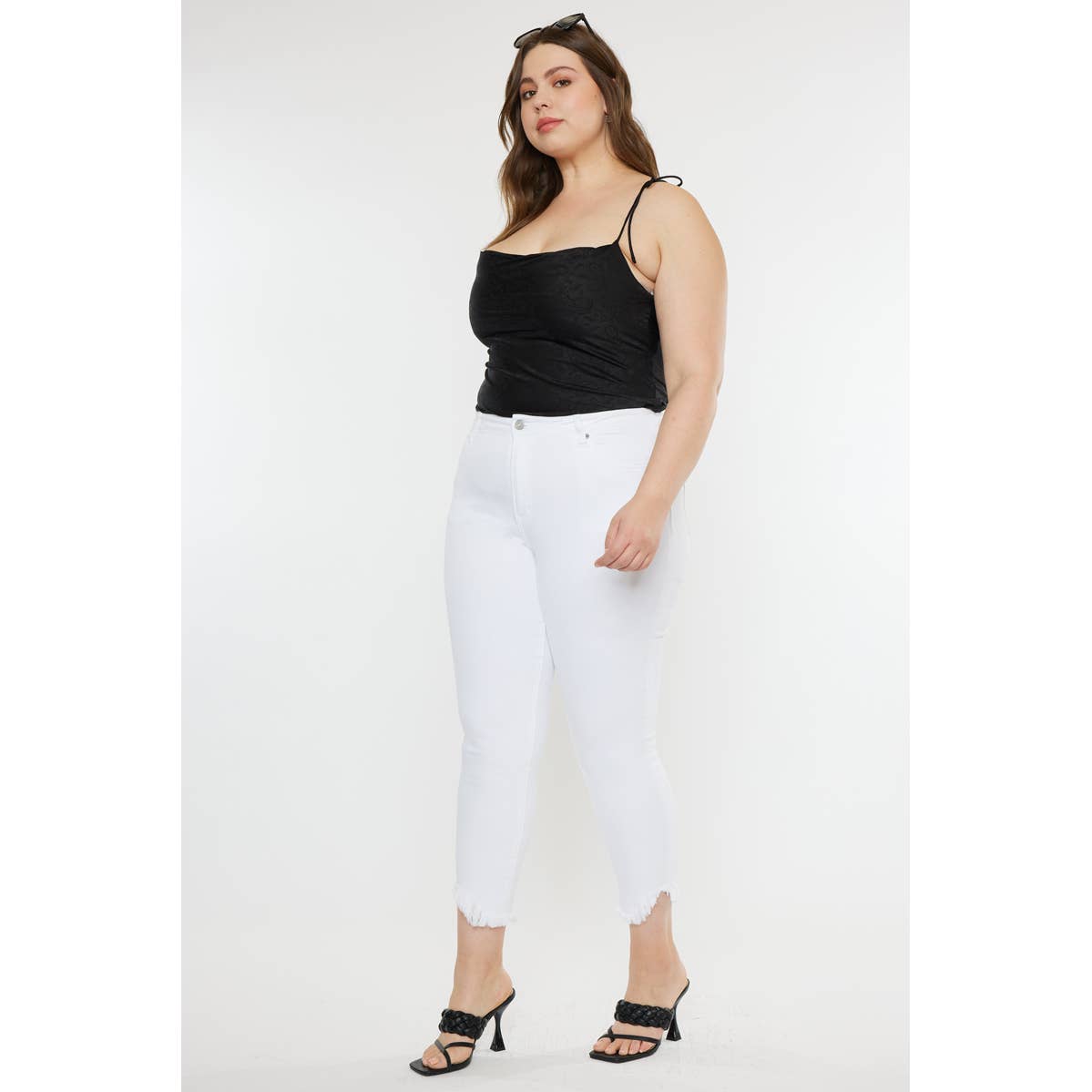 Kan Can High Rise White Super Skinny Jeans