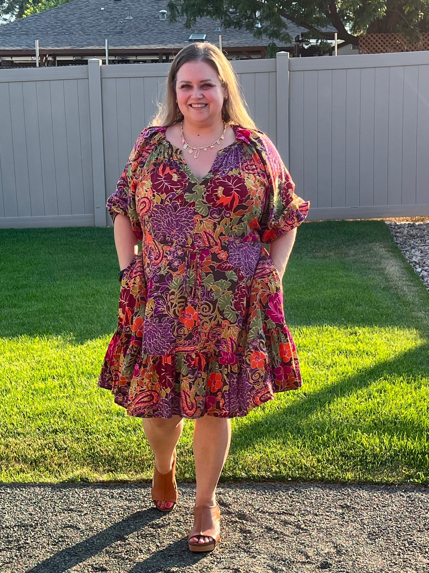 Oddi Floral V-Neck Tiered Dress