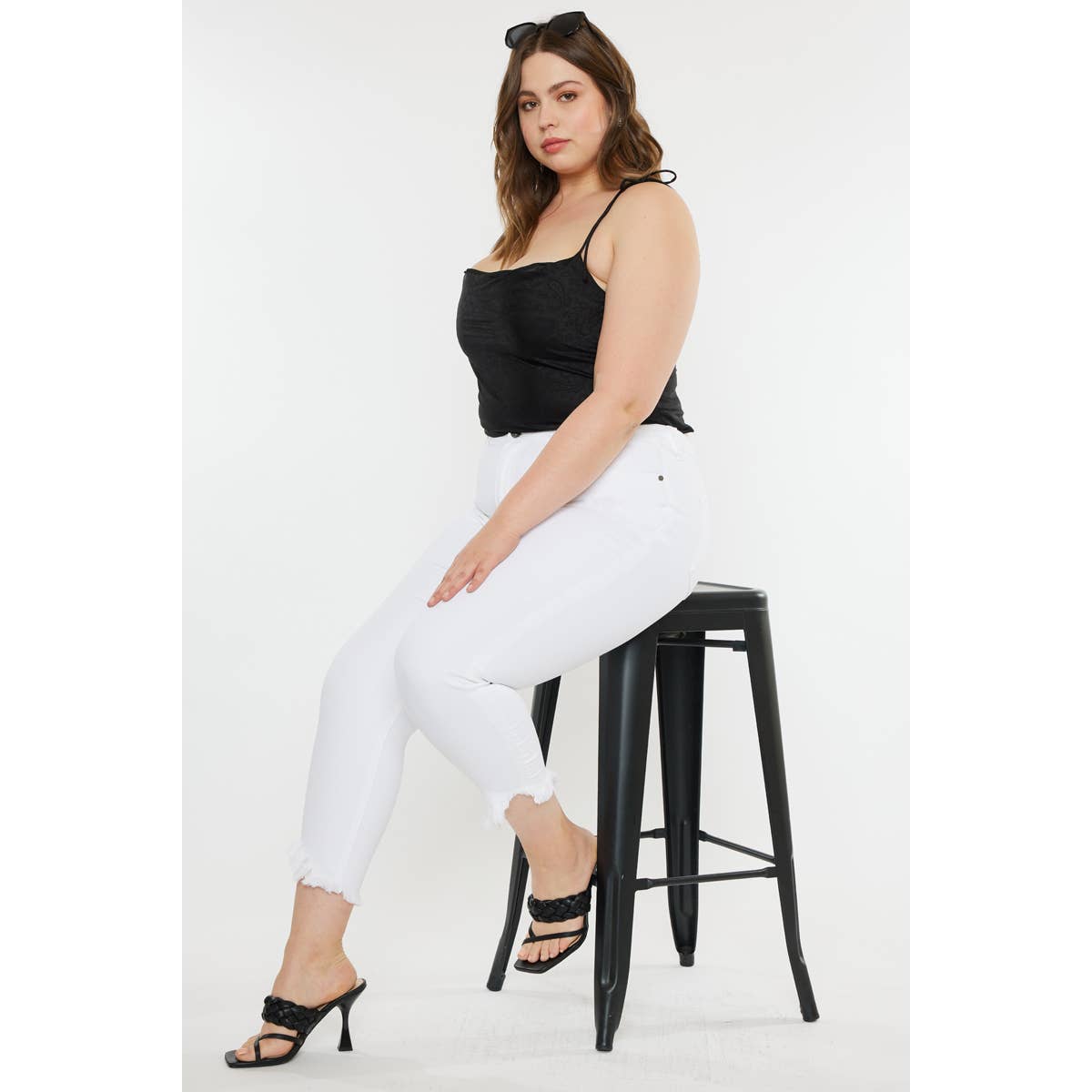 Kan Can High Rise White Super Skinny Jeans