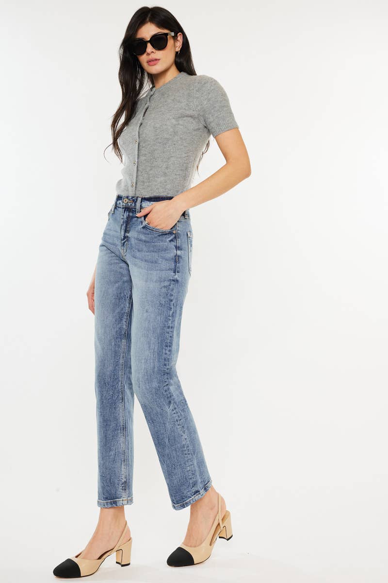 Kan Can High Rise Slim Straight Jeans