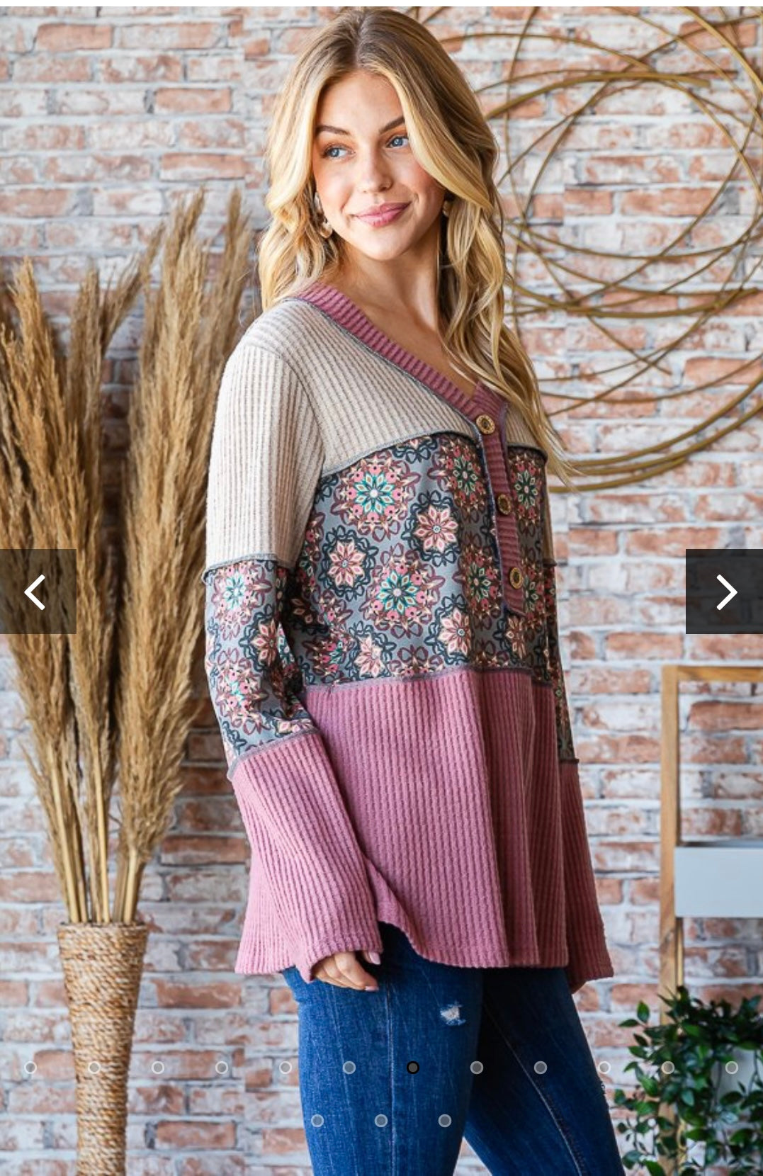 Heimish Long Sleeve Geometric Print Top