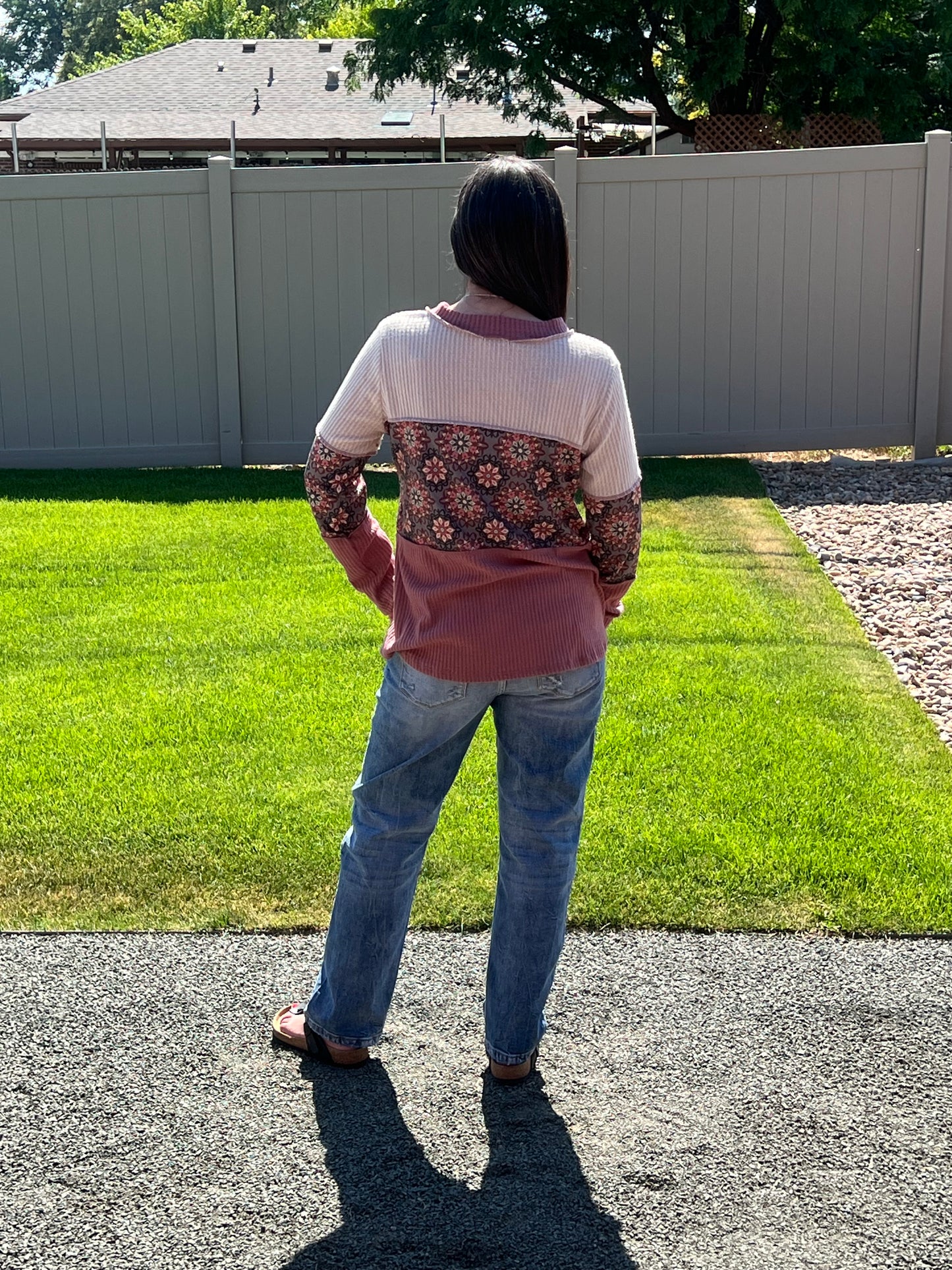 Heimish Long Sleeve Geometric Print Top