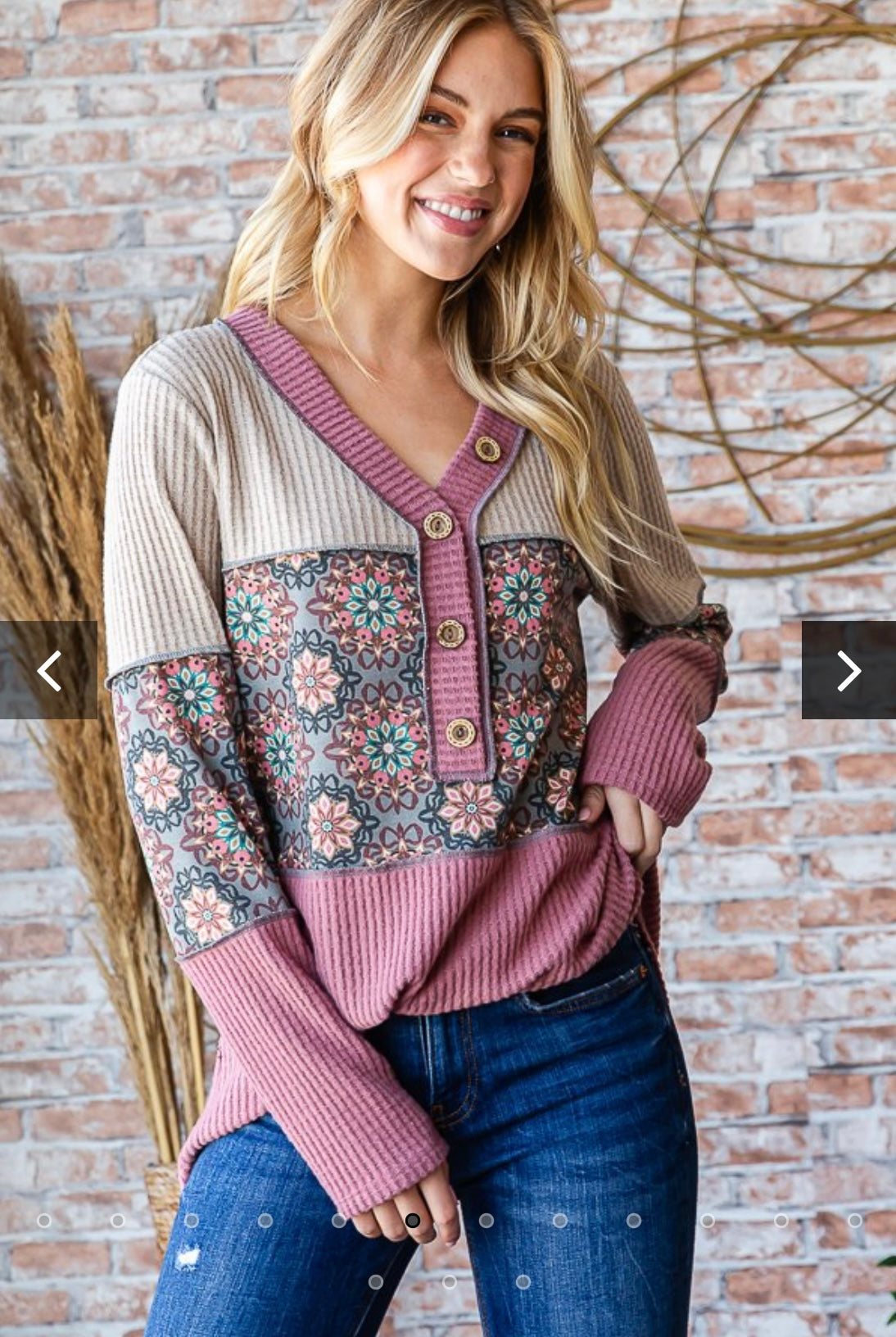 Heimish Long Sleeve Geometric Print Top
