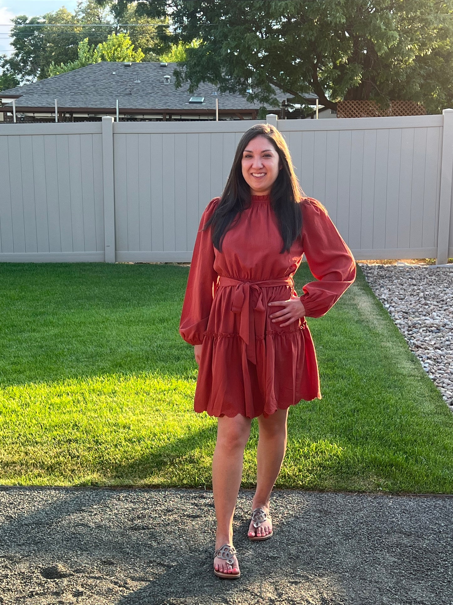 Oddi Embroidered Hemline Tiered Dress