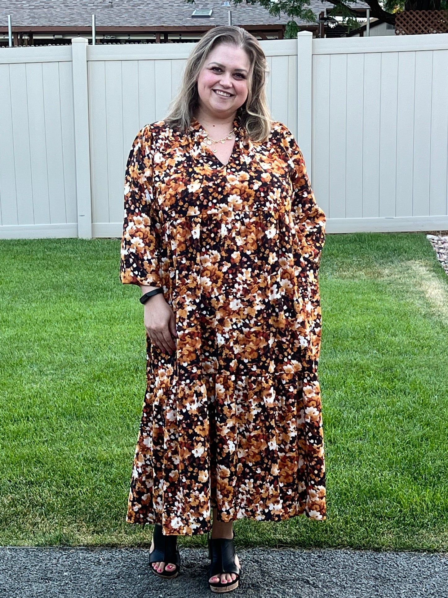 Haptics Plus Babydoll Floral Maxi Dress