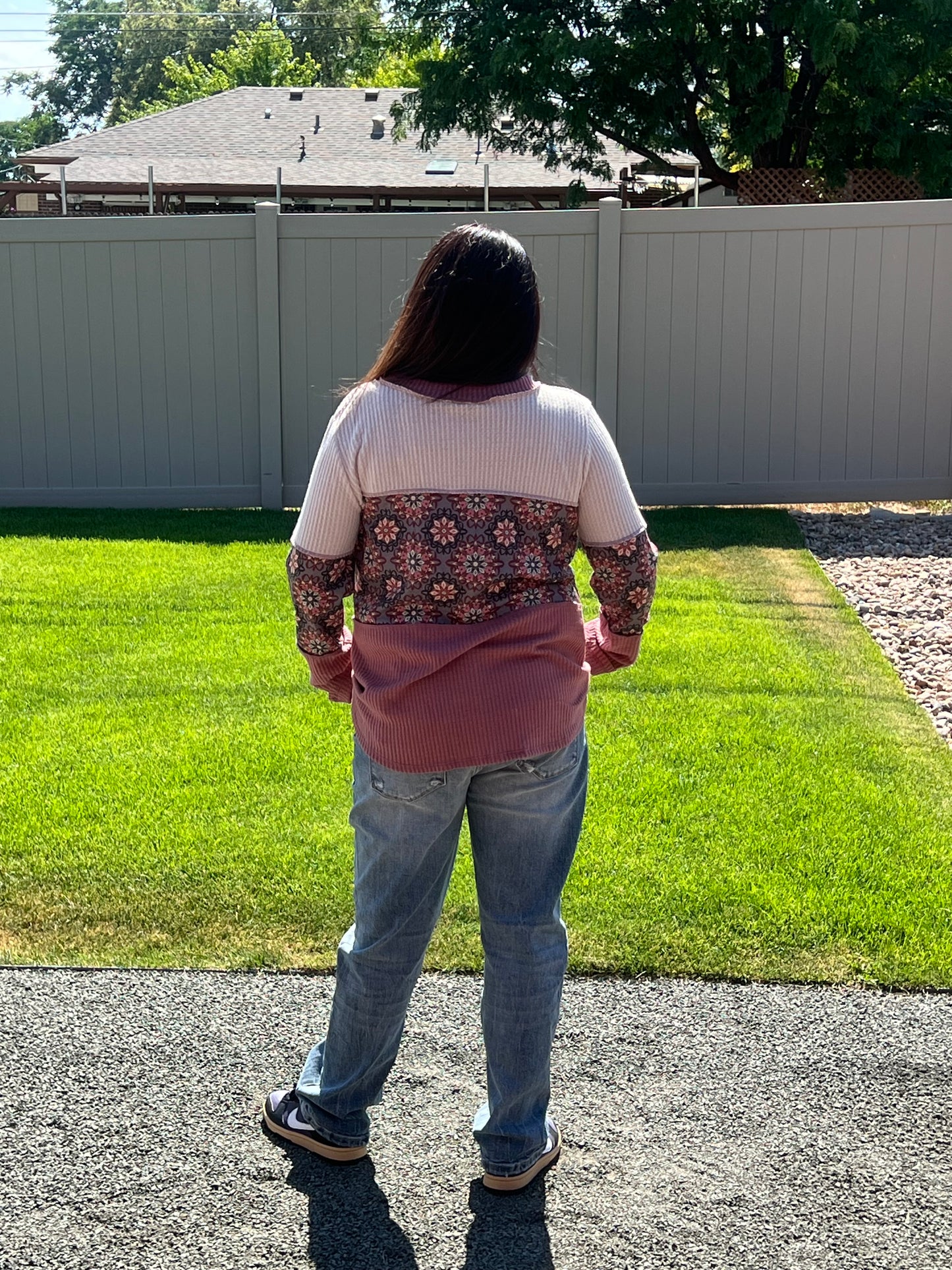 Heimish Long Sleeve Geometric Print Top