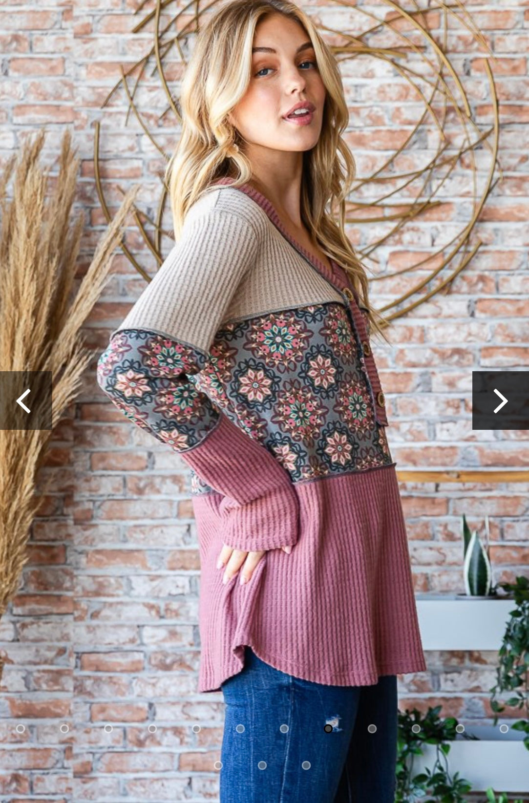 Heimish Long Sleeve Geometric Print Top