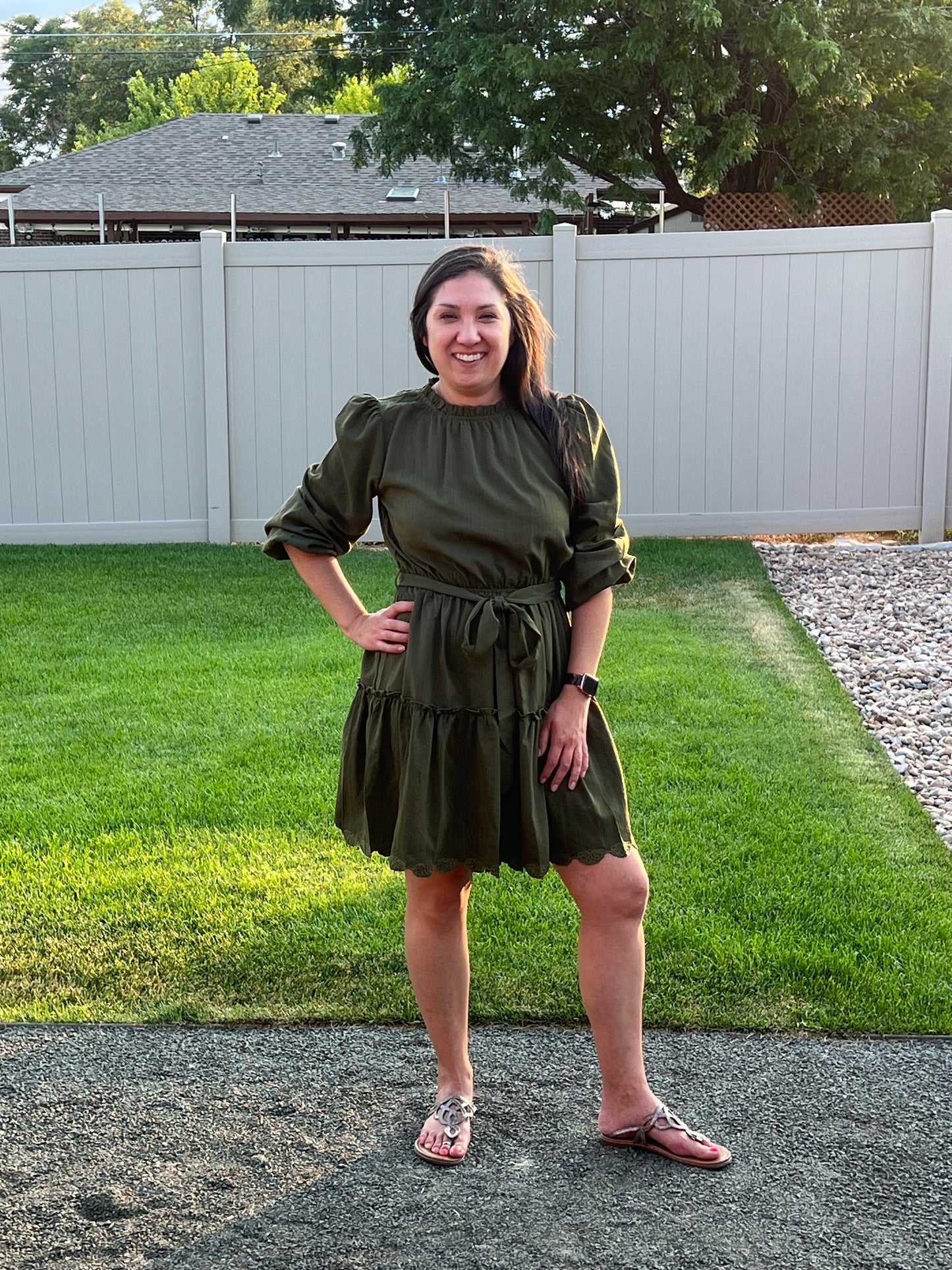 Oddi Embroidered Hemline Tiered Dress