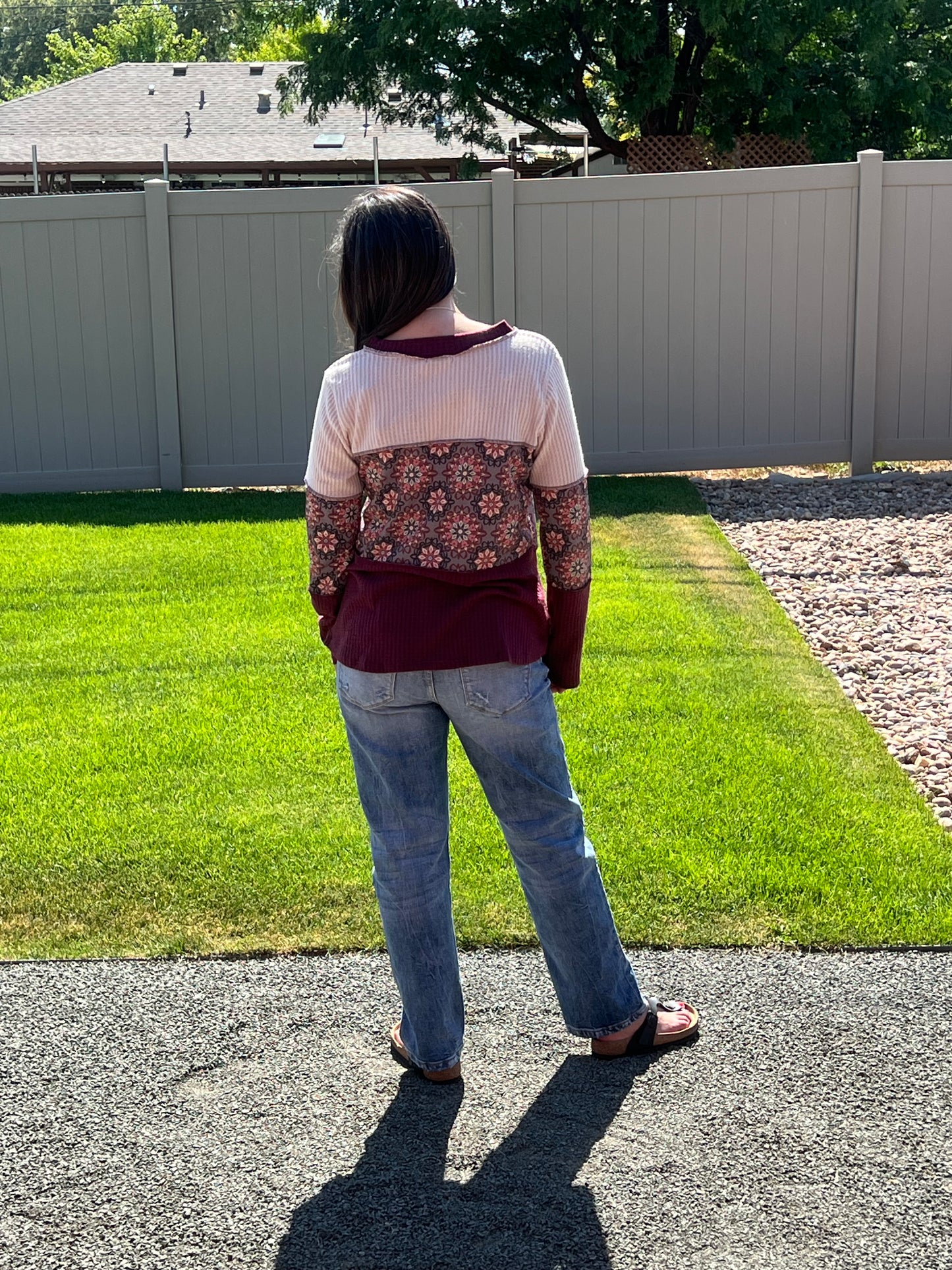 Heimish Long Sleeve Geometric Print Top