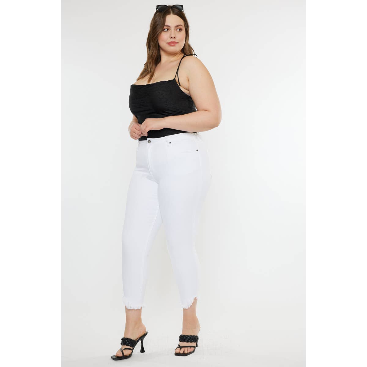 Kan Can High Rise White Super Skinny Jeans