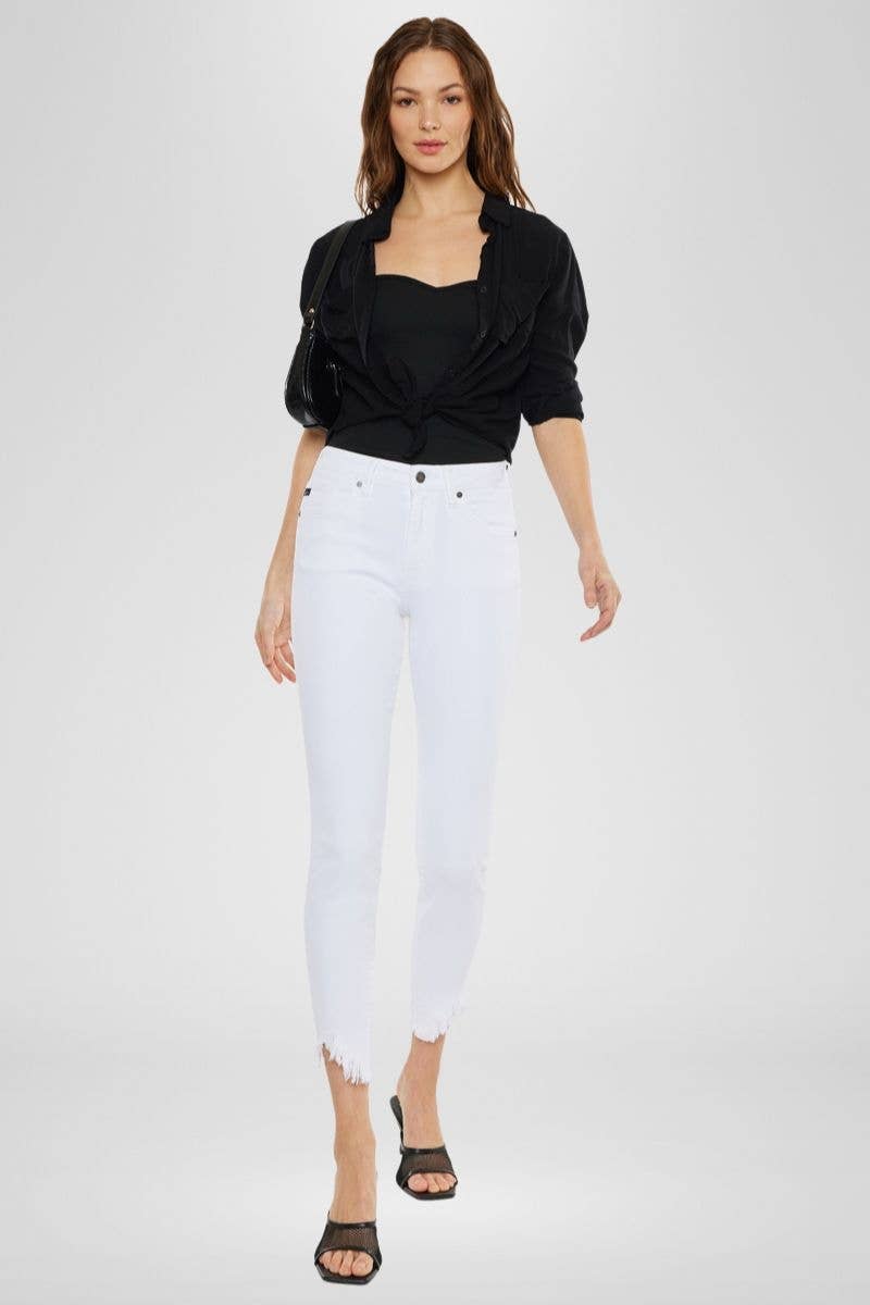 Kan Can High Rise White Super Skinny Jeans