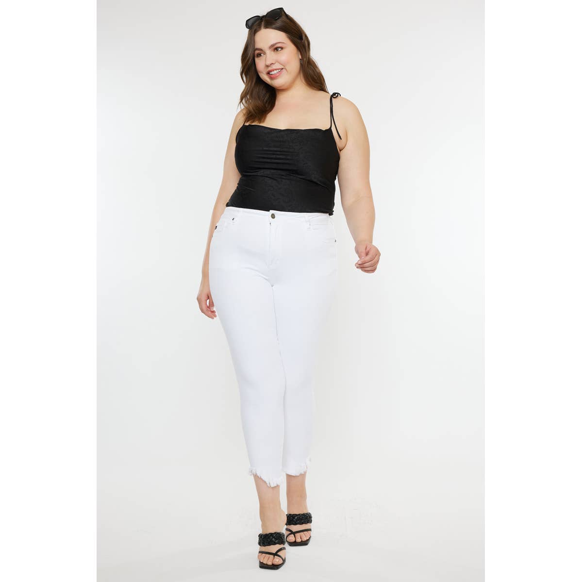 Kan Can High Rise White Super Skinny Jeans