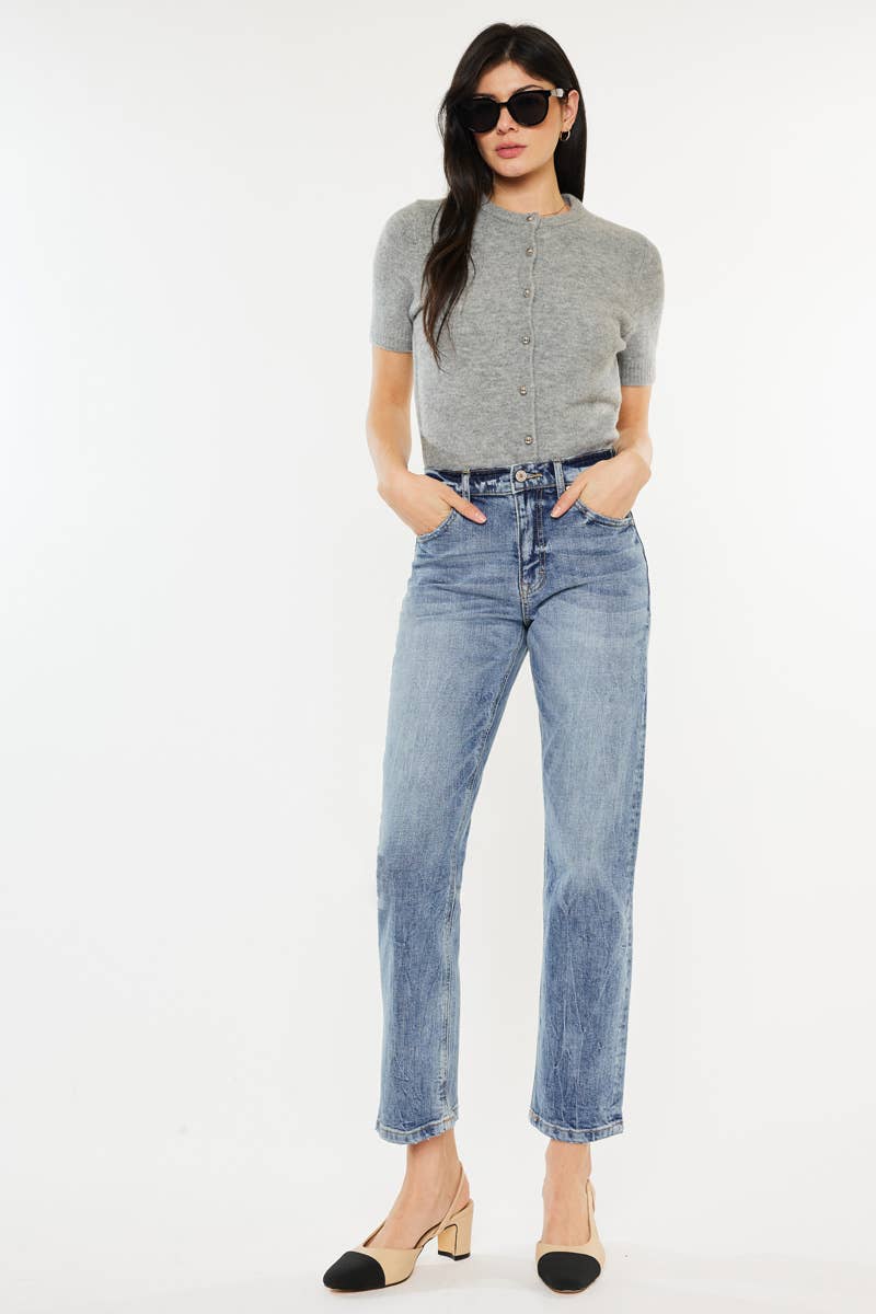 Kan Can High Rise Slim Straight Jeans
